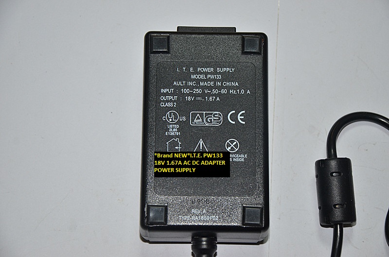 *Brand NEW* PW133 I.T.E. AC100-240V 18V 1.67A AC DC ADAPTER POWER SUPPLY